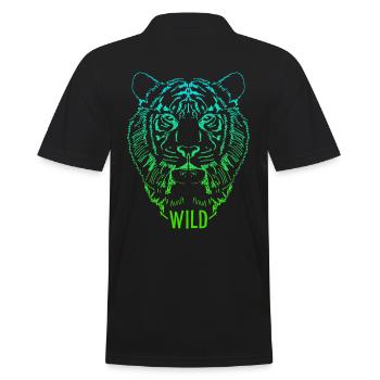 Wild Tigerkopf Skizze - Männer Poloshirt - Schwarz - Hinten - Kai (181cm)