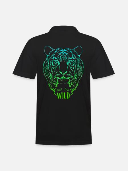 Wild Tigerkopf Skizze - Männer Poloshirt - Schwarz