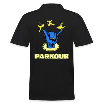 parkour jump parkour traceur jumping streetart - Polo Homme - noir - Dos - Kai (181cm)