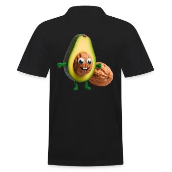 Avocado mit Walnusskern - Männer Poloshirt - Schwarz - Hinten - Kai (181cm)
