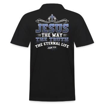 Jesus Christus Bibelvers Weg Wahrheit Leben Christ - Männer Poloshirt - Schwarz - Hinten - Kai (181cm)
