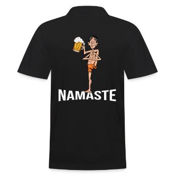 yoga pilates entspannung meditation männerabend - Männer Poloshirt - Schwarz - Hinten - Kai (181cm)