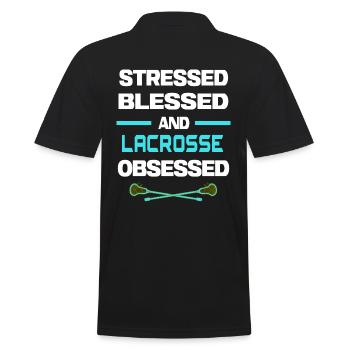 lacrosse lacrosseschläger lacrosse-obsessed - Männer Poloshirt - Schwarz - Hinten - Kai (181cm)