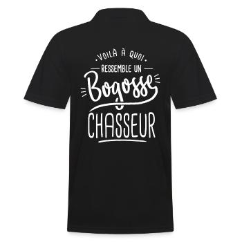 bogosse chasseur cadeau cool chasse chasser - Polo Homme - noir - Dos - Kai (181cm)