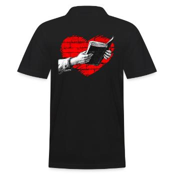 Lire des livres cœurs - Polo Homme - noir - Dos - Kai (181cm)