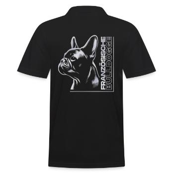 Bouledogue Français dessin tête argent - Polo Homme - noir - Dos - Kai (181cm)
