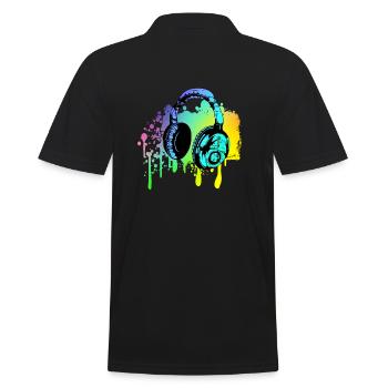 Bunter DJ Kopfhörer - Männer Poloshirt - Schwarz - Hinten - Kai (181cm)