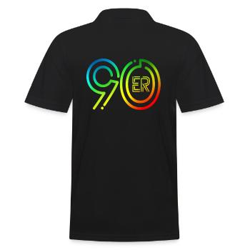 90er Jahre Fan Design mit bunten Farben - Männer Poloshirt - Schwarz - Hinten - Kai (181cm)