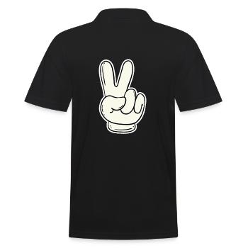 Handzeichen Victory & Peace - Männer Poloshirt - Schwarz - Hinten - Kai (181cm)