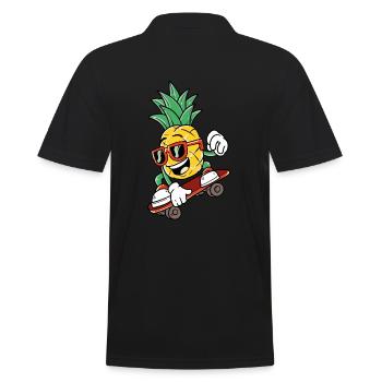 Cool pineapple is skateboarding - Men's Polo Shirt - black - Back - Kai (181cm)