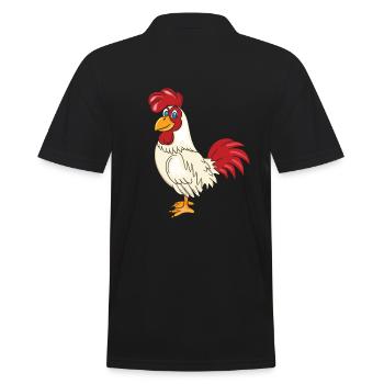 Lustiges Huhn - Funny Chicken - Männer Poloshirt - Schwarz - Hinten - Kai (181cm)