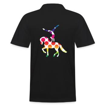Vaulting - Vaulter with Horse - Colorful Dots - Men's Polo Shirt - black - Back - Kai (181cm)