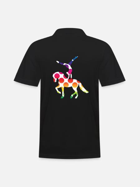 Voltigieren - Voltigierer mit Pferd - Bunte Punkte - Männer Poloshirt - Schwarz