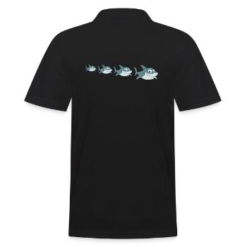 Haivoltion - Hai Evolution - Männer Poloshirt - Schwarz - Hinten - Kai (181cm)