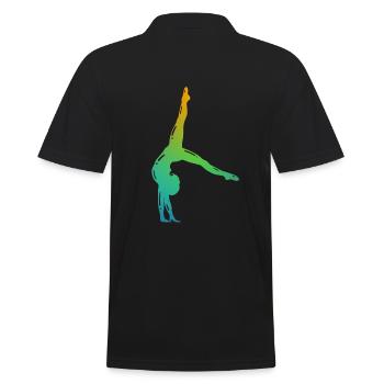 Turnerin in Farbe - Turnen - Turner - Männer Poloshirt - Schwarz - Hinten - Kai (181cm)