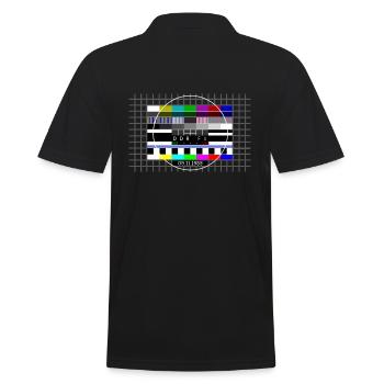 DDR Testbild zum Mauerfall mit Datum 09.11.1989 - Männer Poloshirt - Schwarz - Hinten - Kai (181cm)