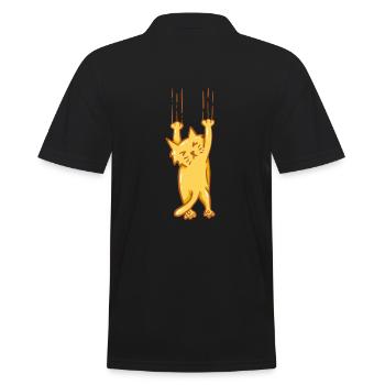 Funny cat: cat can not keep up - Men's Polo Shirt - black - Back - Kai (181cm)
