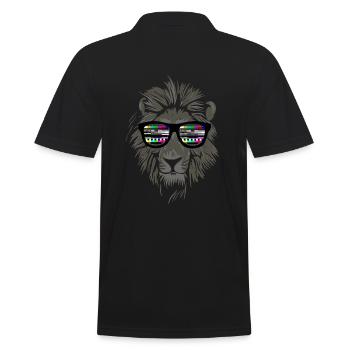 Löwe mit Testbild Sonnenbrille Party Kostüm - Männer Poloshirt - Schwarz - Hinten - Kai (181cm)