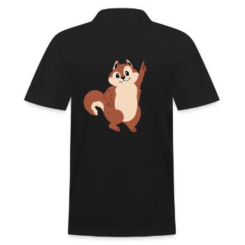 Funny squirrel logs - Men's Polo Shirt - black - Back - Kai (181cm)
