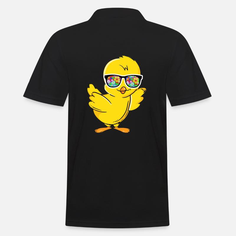Poussin cool avec des fleurs lunettes de soleil - Polo Homme - noir
