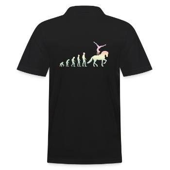 Reitschule Voltigieren Volti Evolution - Männer Poloshirt - Schwarz - Hinten - Kai (181cm)
