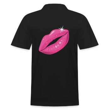 Party Pink Lippenstift Kuss Kussmund - Männer Poloshirt - Schwarz - Hinten - Kai (181cm)