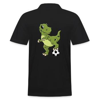 Dino Fußball Fußballer Dinosaurier - Männer Poloshirt - Schwarz - Hinten - Kai (181cm)