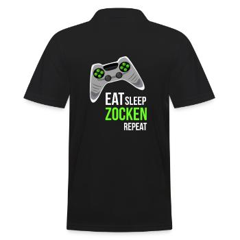 Eat Sleep Zocken Repeat Gaming Gamer - Männer Poloshirt - Schwarz - Hinten - Kai (181cm)