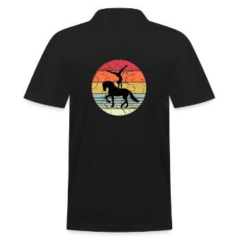 Voltigieren Vintage Retro Pferdesport - Pferde - Männer Poloshirt - Schwarz - Hinten - Kai (181cm)