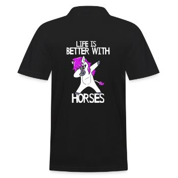 Life Is Better With Horses - Men's Polo Shirt - black - Back - Kai (181cm)