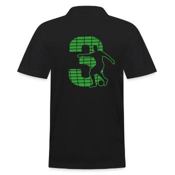 Fußball soccer sport Fußballer Fußballplatz NR.3 - Männer Poloshirt - Schwarz - Hinten - Kai (181cm)