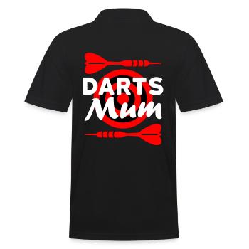Darts mum (Dartpfeile, Dartscheibe im Hintergrund) - Männer Poloshirt - Schwarz - Hinten - Kai (181cm)