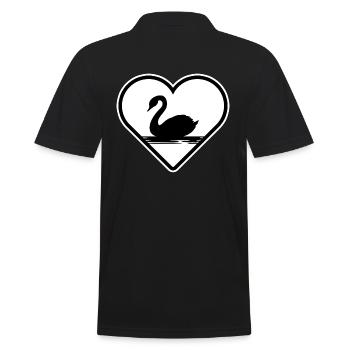 Cygne « Cygne dans le cœur » amoureux de la nature au Lac des Cygnes - Polo Homme - noir - Dos - Kai (181cm)
