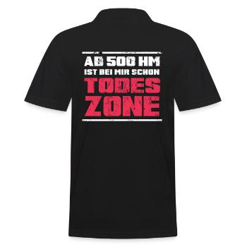 Wandermuffel Höhenmeter Bergwanderung Hüttengaudi - Männer Poloshirt - Schwarz - Hinten - Kai (181cm)