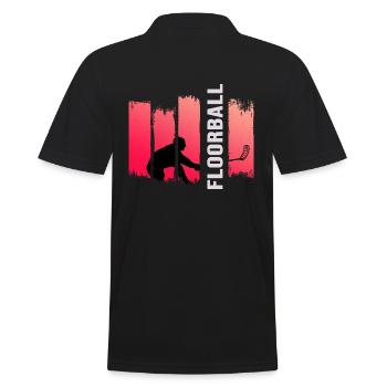Floorball Unihockey FLOORBALL-SPORT Floorballer - Männer Poloshirt - Schwarz - Hinten - Kai (181cm)