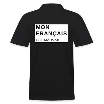 Mein Französisch ist schlecht - Französisch - Männer Poloshirt - Schwarz - Hinten - Kai (181cm)