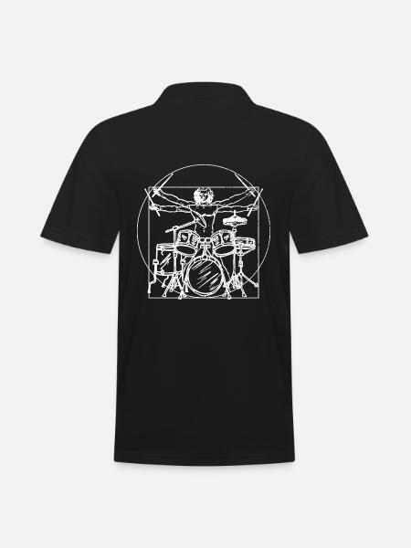 Schlagzeug Geschenk: Da Vinci Zeichung - Männer Poloshirt - Schwarz