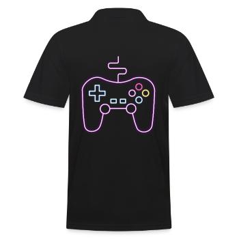 Neon Gamepad Gamer - Männer Poloshirt - Schwarz - Hinten - Kai (181cm)