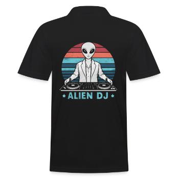 alien dj vintage sunset - Männer Poloshirt - Schwarz - Hinten - Kai (181cm)