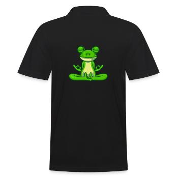 Yoga Frosch Namaste - Männer Poloshirt - Schwarz - Hinten - Kai (181cm)