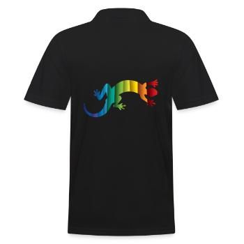 Gecko Echse Reptil Silhouette - Männer Poloshirt - Schwarz - Hinten - Kai (181cm)
