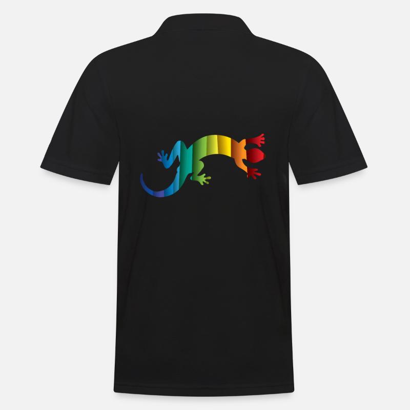 Gecko Echse Reptil Silhouette - Männer Poloshirt - Schwarz