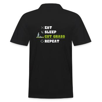 Manger dormir tondre l'herbe en répétant - Polo Homme - noir - Dos - Kai (181cm)