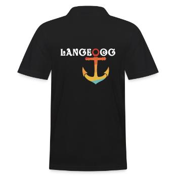 Langeoog mit Anker - Männer Poloshirt - Schwarz - Hinten - Kai (181cm)