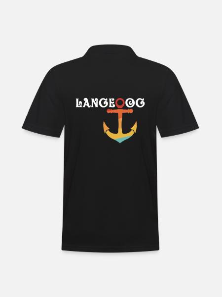 Langeoog mit Anker - Männer Poloshirt - Schwarz