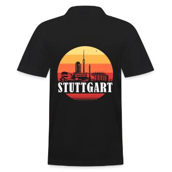 Stuttgart Retro Skyline - Männer Poloshirt - Schwarz - Hinten - Kai (181cm)