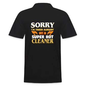 Bereits vergeben an einen Reiniger - Männer Poloshirt - Schwarz - Hinten - Kai (181cm)
