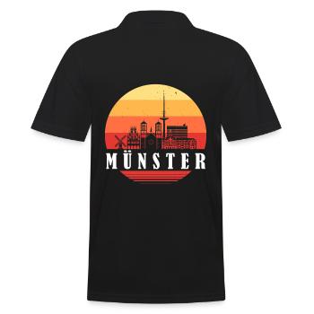 Münster Retro Skyline - Männer Poloshirt - Schwarz - Hinten - Kai (181cm)