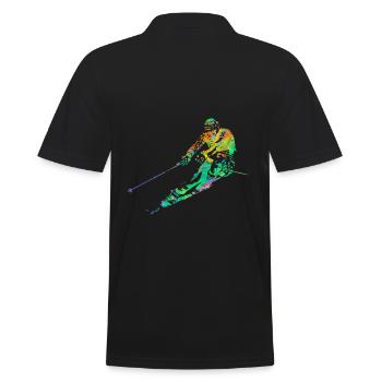 Skier winter sport vacation snow ski skiing - Men's Polo Shirt - black - Back - Kai (181cm)