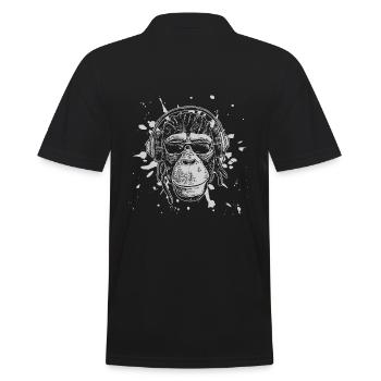 Affe Schimpanse - Männer Poloshirt - Schwarz - Hinten - Kai (181cm)